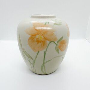 Vintage Vase Crowning Touch Collection Ginger Jar Orange Cream Hand Painted
